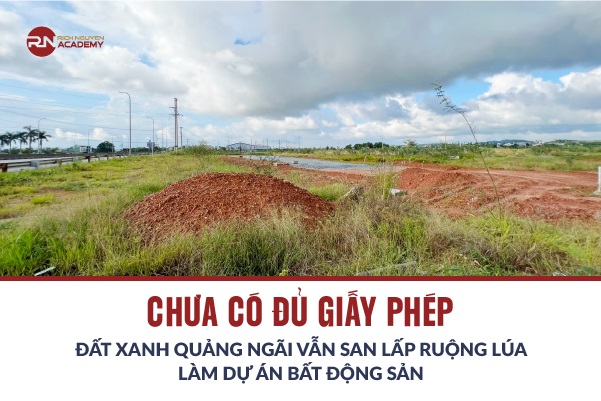 Chưa có đủ giấy phép, Đất Xanh Quảng Ngãi vẫn san lấp ruộng lúa để làm dự án bất động sản