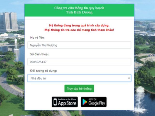 Tra cứu trên trang web của Sở Tài nguyên và Môi trường