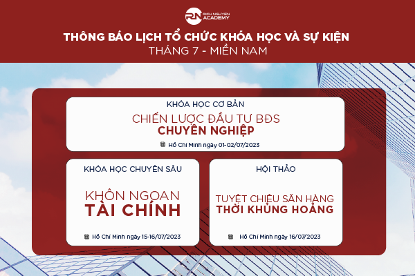 LỊCH TỔ CHỨC KHÓA HỌC VÀ SỰ KIỆN THÁNG 7/2023 MIỀN NAM