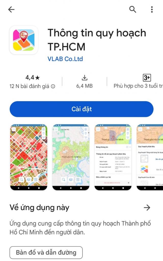 tìm kiếm vị trí thửa đất trên app thông tin quy hoạch