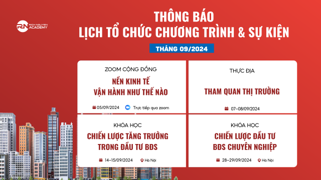 Lịch tổ chức chương trình và sự kiện tại Rich Nguyen Academy tháng 09/2024