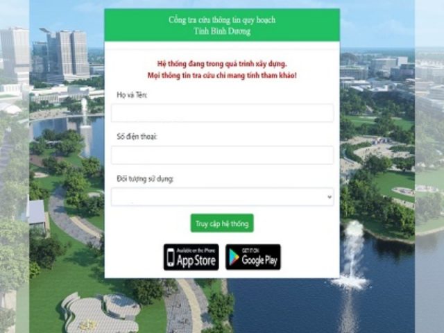 Tra cứu tại cổng thông tin Quy hoạch Bình Dương