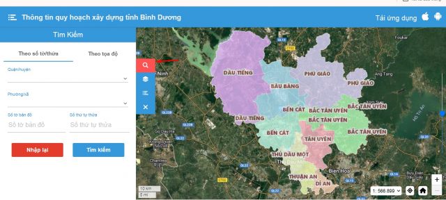 nhập đầy đủ thông tin để tra cứu quy hoạch Bình Dương trên website của Sở Xây dựng