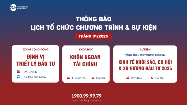 Lịch tổ chức chương trình và sự kiện tại Rich Nguyen Academy tháng 1 năm 2025