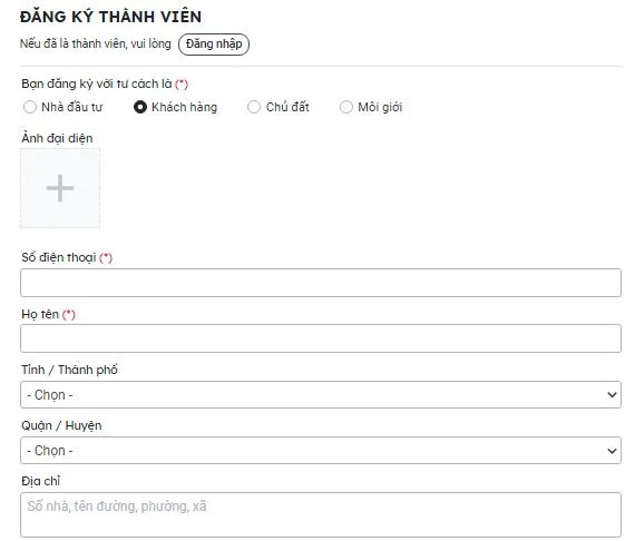 tiến hành đăng nhập hoặc đăng ký