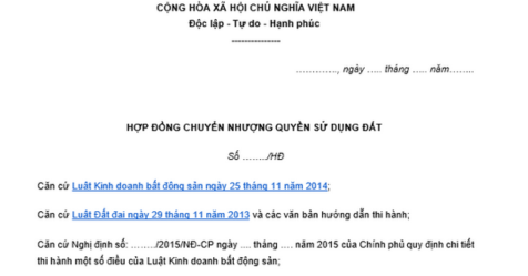 Mẫu đơn chuyển nhượng đất viết tay mới nhất hiện nay