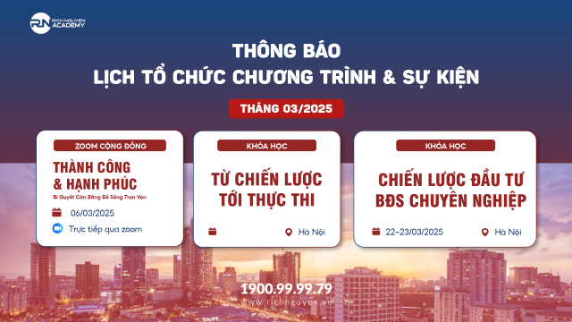 Lịch tổ chức chương trình và sự kiện tại Rich Nguyen Academy tháng 3 năm 2025