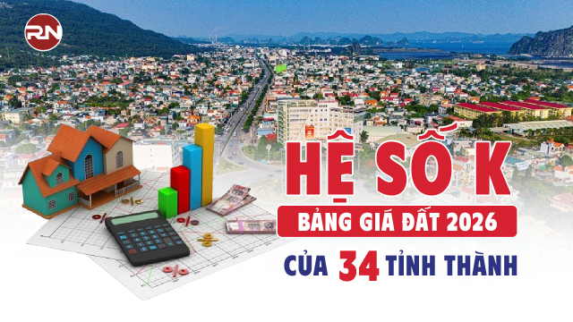 Cập nhật hệ số K bảng giá đất 2026 của 34 tỉnh thành đầy đủ nhất